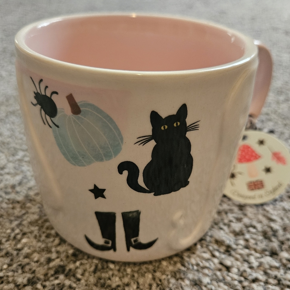 Black Cat Ghost Pumpkins Mug with Pink Halloween BEAUTIFUL British Design NWT